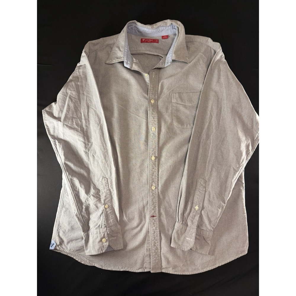 Cremieux Slim Fit Gray Men's Long Sleeve Dress Shirt, XL